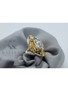 Zircon Or jaune 14 carats Anneau Style vintage vrc014y